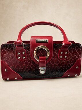 Red Ombre Faux Crocodile Leather Long Clutch Purse handbag